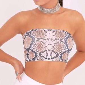 Pretty Little Thing- Snake skin, tubed, crop top